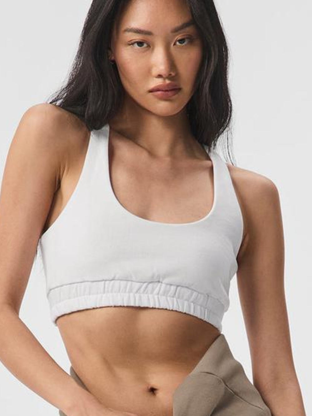 ALO Yoga White Sweatshirt Scoop Sports Bra